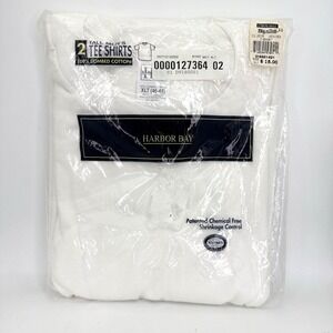 VTG‎ Harbor Bay 2-Pack Tall Men's White Crew Neck T-Shirts XLT 46-48 100% Cotton